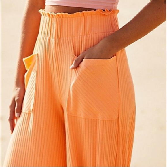 Free People Blissed Out Pants Neon Peach - Picture 3 of 6